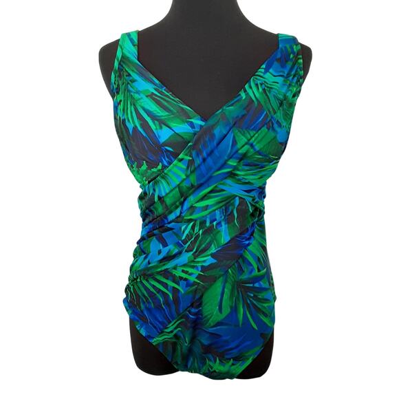 MiracleSuit Rock Solid Revele Underwire One Piece Swimsuit & Sheer Sarong Sz 16 - Picture 4 of 15